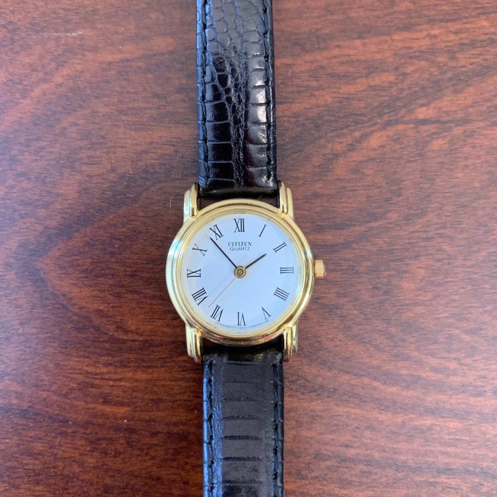 Citizen Women's Watch with Gold Case and Black Strap